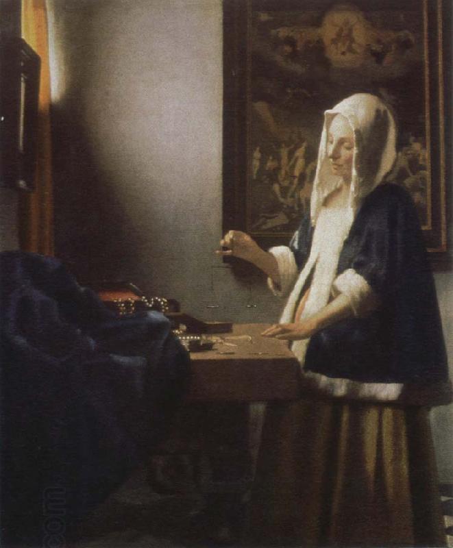 Jan Vermeer woman holding a balance China oil painting art